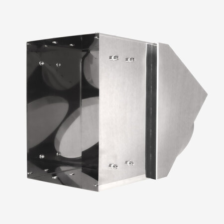 VARIOVAC Schurrenkasten mit 45° Winkel Abgang - Ø 285 mm Edelstahl - rechteckig