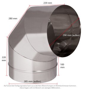 VARIOVAC Schachtbogen 90° - DN285 mm Edelstahl