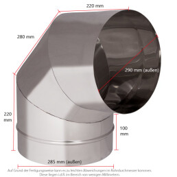 VARIOVAC Schachtbogen 90° - DN285 mm Edelstahl