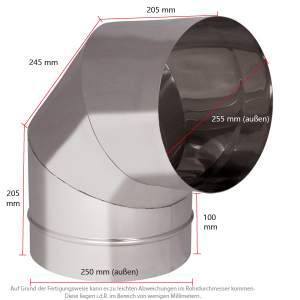 VARIOVAC Schachtbogen 90° - DN250 mm Edelstahl