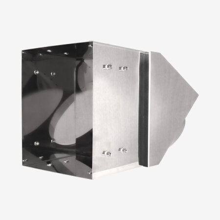 VARIOVAC Schurrenkasten mit 45° Winkel Abgang - Ø 285 mm Edelstahl - quadratisch