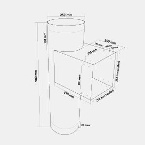VARIOVAC T&uuml;rschurrenrohr - &Oslash; 250 mm Edelstahl - quadratisch