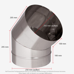 VARIOVAC Schachtbogen 45° - DN250 mm Edelstahl