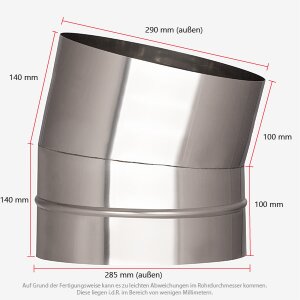 VARIOVAC Schachtbogen 15° - Ø 285 mm Edelstahl