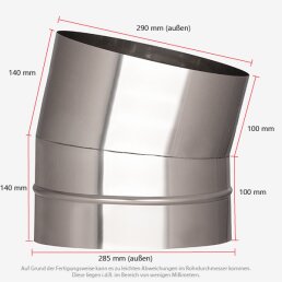 VARIOVAC Schachtbogen 15° - Ø 285 mm Edelstahl
