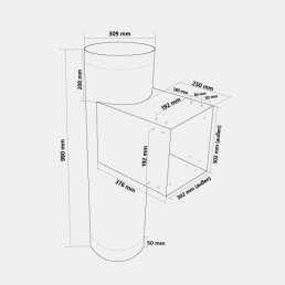 VARIOVAC Türschurrenrohr - Ø 300 mm Edelstahl - quadratisch