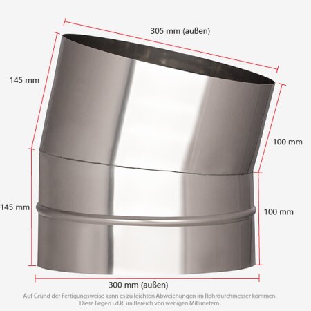 VARIOVAC Schachtbogen 15° - DN300 mm Edelstahl