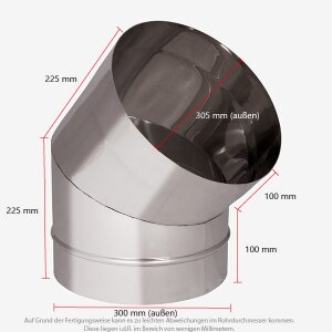VARIOVAC Schachtbogen 45&deg; - DN300 mm Edelstahl